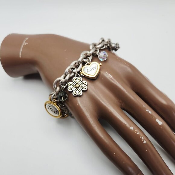 Brighton Power of Pink Breast Cancer Charm Silver Tone Retired Ribbon Bracelet - Picture 6 of 6